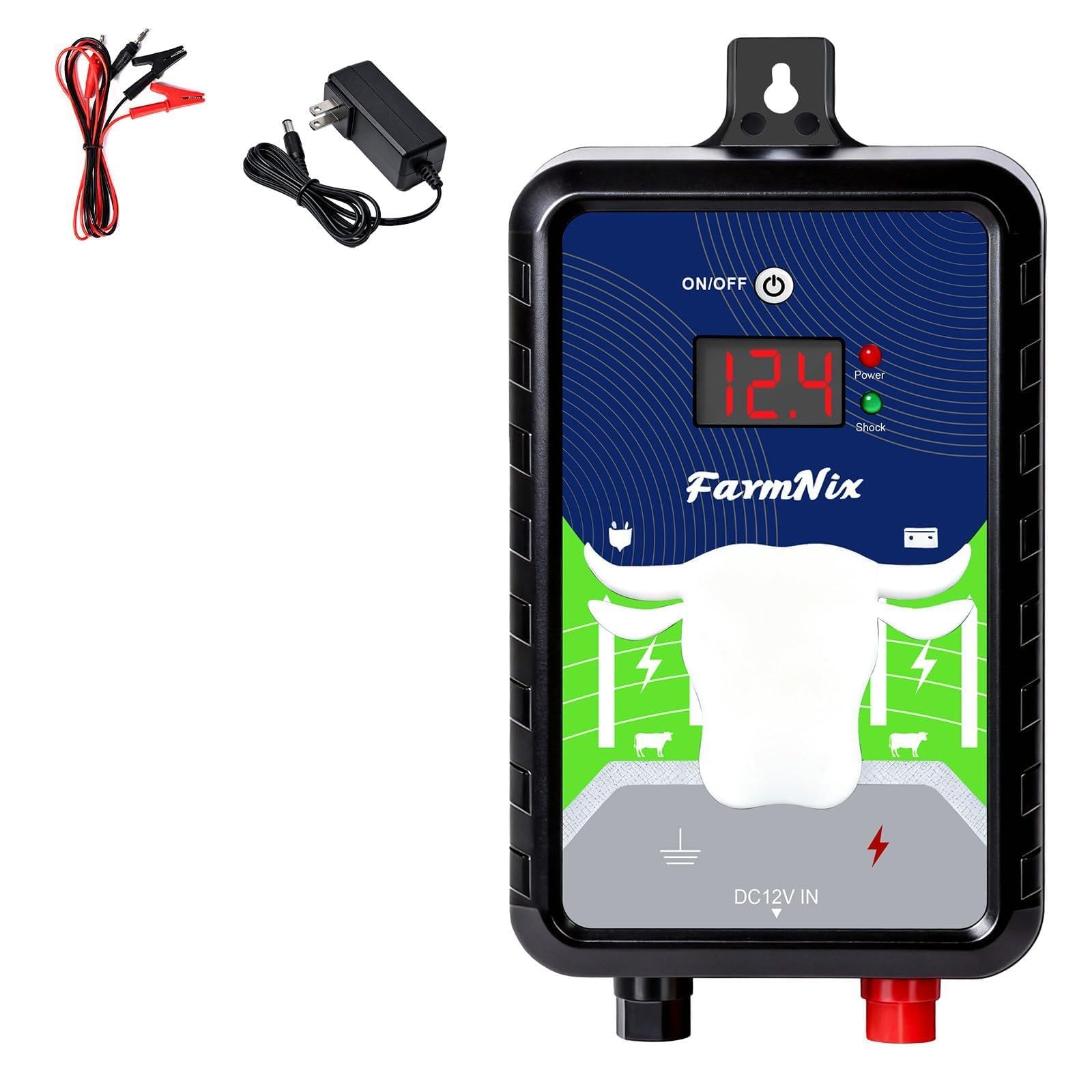 Elettrificatore di recinzione elettrica 12 KV 4 Joule, 24 km Alimentazione elettrica/Batteria/Solare – IP65 Impermeabile, potente shock per la protezione degli animali e deterrente dei grandi