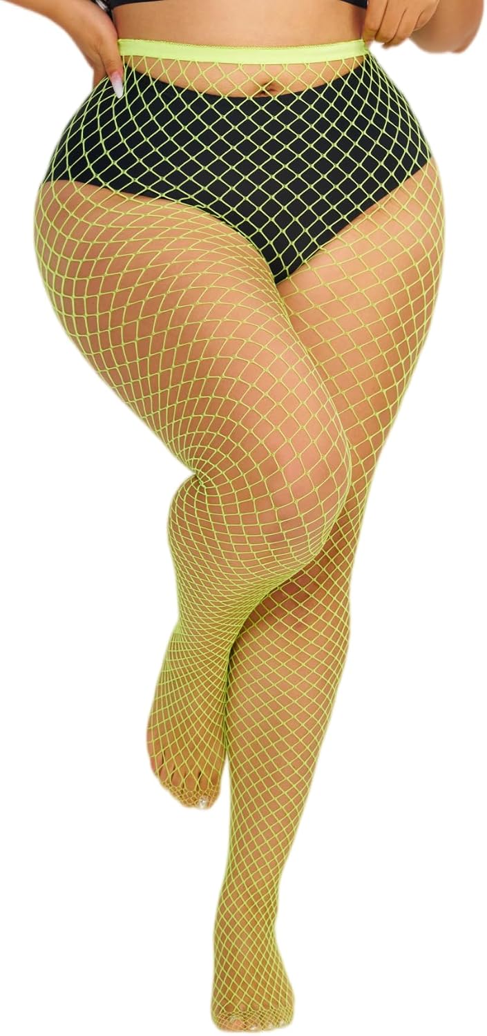 Plus Size Fishnet Tights High Waist Mesh Stockings Woman's Pantyhose Hosiery
