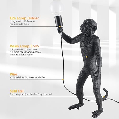 Miniatura 3 de Moderna lámpara de mesa de resina con forma de mono, lámpara de escritorio, lámpara de animal, luz LED de cabecera para decoración del hogar, sala