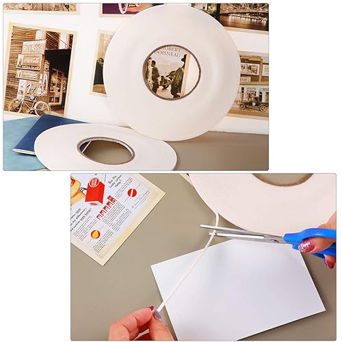 Miniatura 6 de 3 rollos de cinta de espuma de doble cara, rollo de PE, cinta adhesiva de esponja de doble cara (blanco, 18 pulgadas por 50 pies)