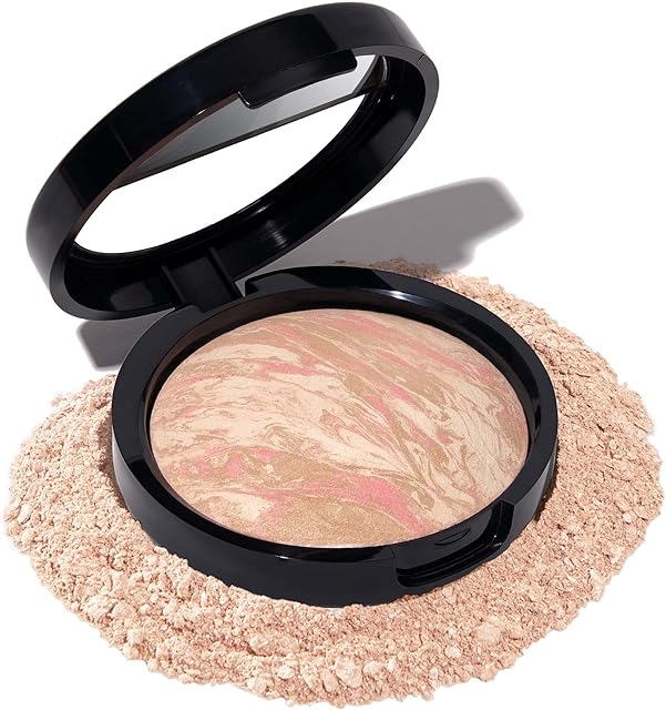 LAURA GELLER NEW YORK Award-Winning Baked Balance-n-Brighten Color Correcting Powder Foundation - Porcelain - Buildable Light to Medium Coverage - Demi-Matte Natural Finish