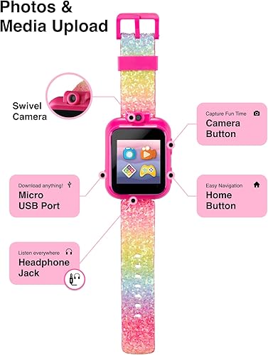 Miniatura 5 de Playzoom Juego de reloj inteligente y auriculares para niños, cámara de video, selfies, aprendizaje STEM, juegos divertidos educativos, reproductor