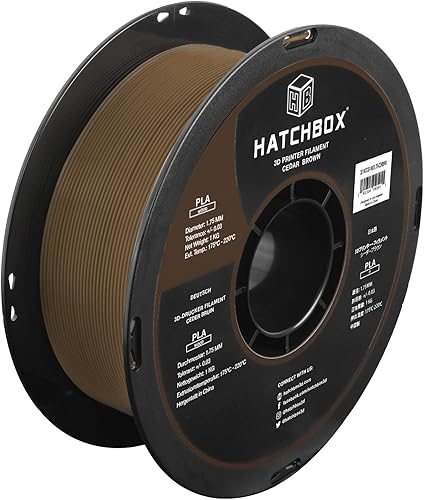 HATCHBOX - Filamento de ácido poliláctico de madera para impresoras 3D, de pulgadas, marrón cedro, carrete de 2.2libras, precisión dimensional de +-