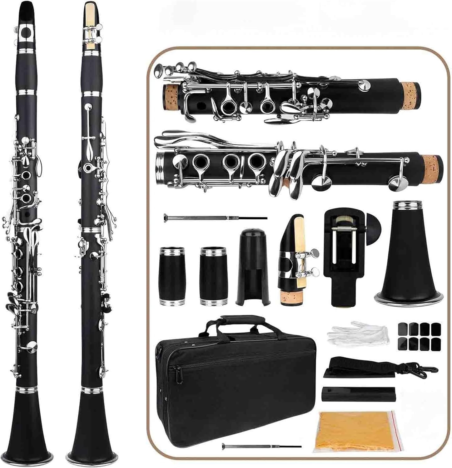 Bb Clarinet 17 Keys Bakelite Ebony Professional Woodwind Instrument With Case Reed Clarinet Instrument(2)