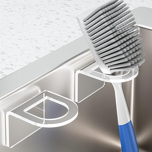 Miniatura 2 de NiHome 2 cepillos para fregadero de cocina de acrílico transparente, ajuste universal, compatible con todos los tipos de fregaderos para