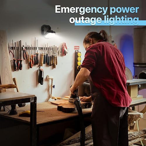 Miniatura 9 de HYPERLITE Paquete de 2 luces de trabajo recargables de 40 W, 4000 lúmenes, soporte plegable con gancho colgante, luz de trabajo magnética para el