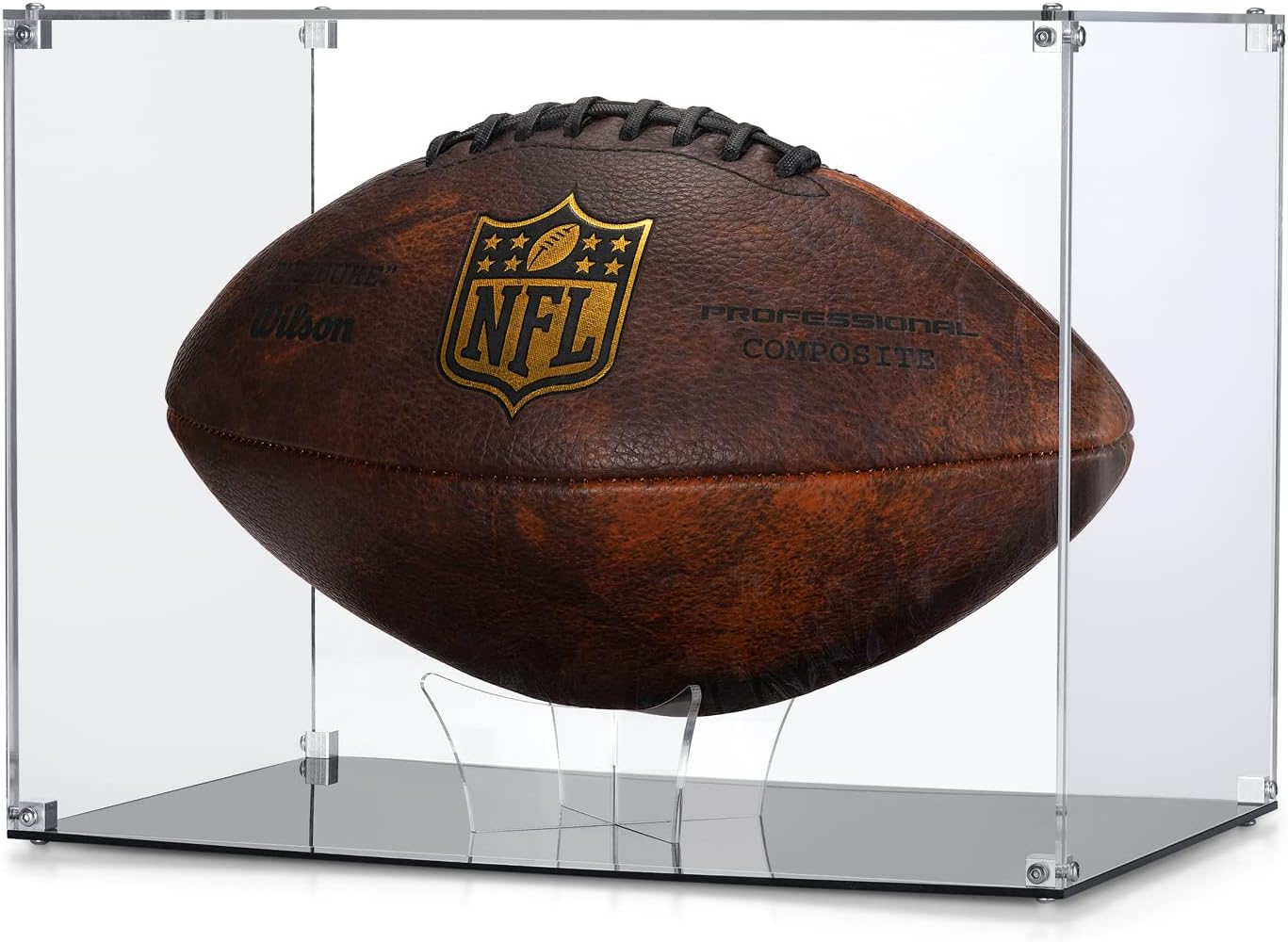 MaiiTiproll All Clear Acrylic Football Display Case, Assembly Box for Football Display, High-end Memory Box for Football & Memorabilia (12x8x9”)