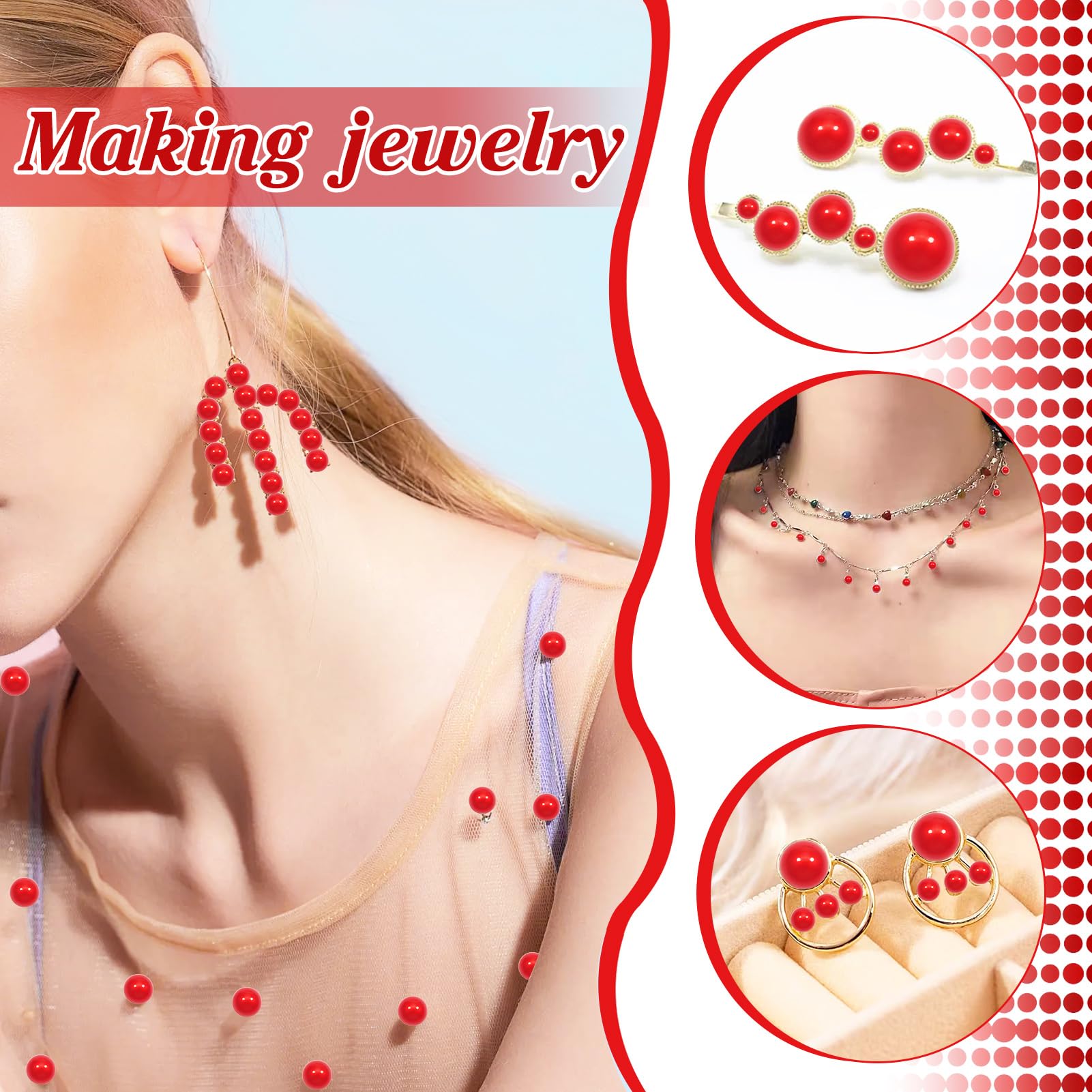 TOAOB 1000pcs Flat Back Pearls Round Half Flat Glossy Beads Mixed Sizes 4mm 6mm 8mm 10mm 12mm for Nail Art DIY Crafts Jewelry Decoration Wedding Dress Phone Case - Image 4