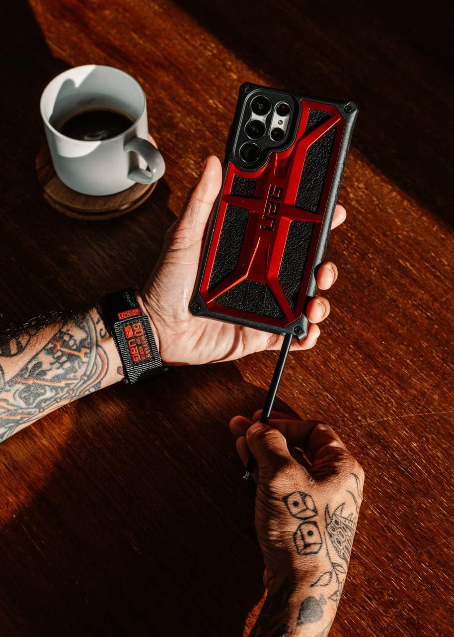 URBAN ARMOR GEAR UAG Designed for Samsung Galaxy S22 Ultra Case Red Crimson Rugged Lightweight Slim Shockproof Premium Monarch Protective Cover, [6.8 inch Screen]