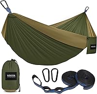 Vista 10 de Kootek Hamaca de campamento, hamacas portátiles con correas para árboles y bolsa de transporte adjunta, equipo esencial de campamento, perfecto