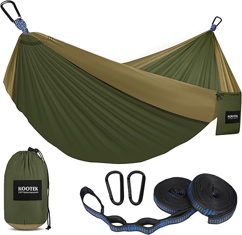 Miniatura 23 de Kootek - Hamaca de campamento doble e individual, hamacas portátiles, accesorios de campamento para exteriores e interiores, mochileros, viajes