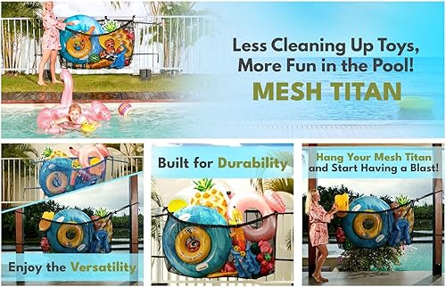 Miniatura 5 de MeshTitan - Bolsa de almacenamiento para piscina resistente, organizador de flotadores y juguetes con malla resistente y soporte anti-flacidez