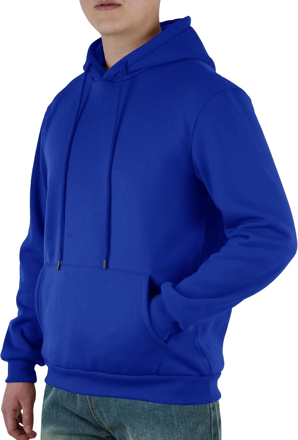 Mens Hooded Sweatshirt Casual Long Sleeve Fleece Hoodies Drawstring Workout Pullover with Kanga Pocket