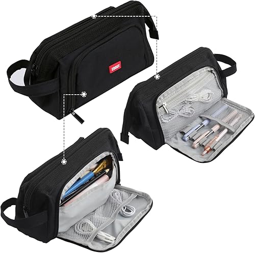 Miniatura 3 de EOOUT Estuche para lápices, bolsa para bolígrafos, suministros de oficina, papelería, estuche de gran capacidad para la universidad, escuela