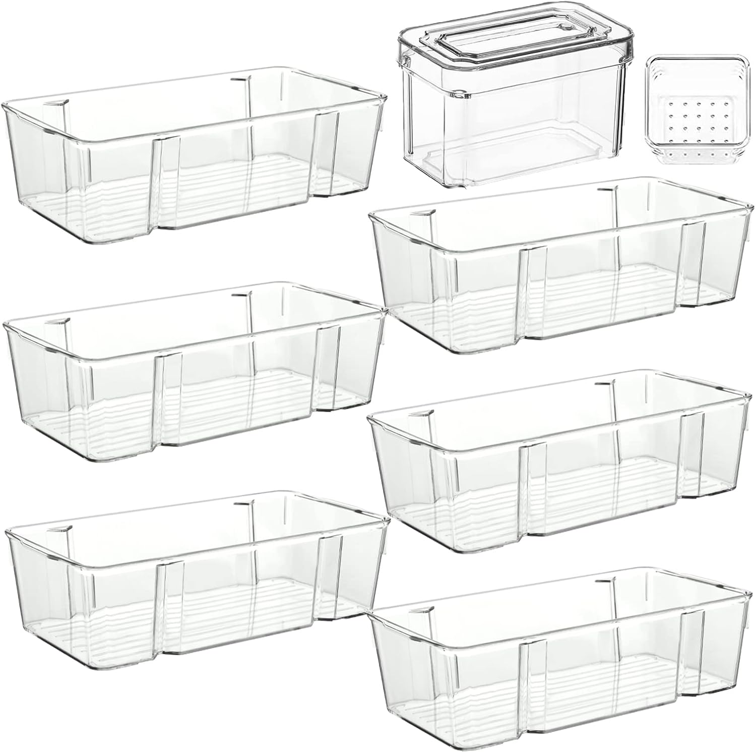 Lefiocky 8 Pcs Refrigerator Storage Organizer Clear Makeup