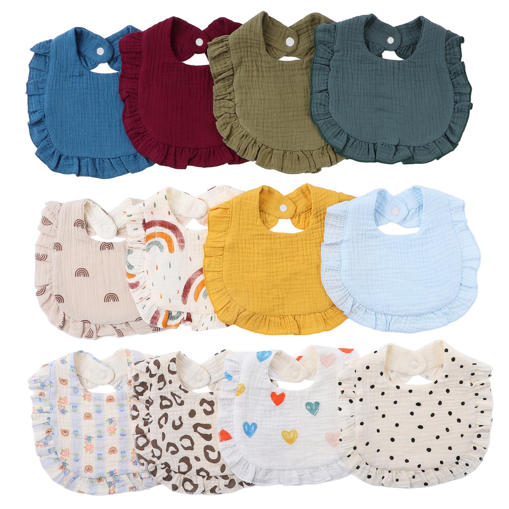 GALPADA 12pièces Bavoirs Pour Garçon Fille Unisexes Absorbants Bavoirs Muslin Pour Écoulement Et Repas Pour Nourrissons Et Tout-petits Confort Et Entretien