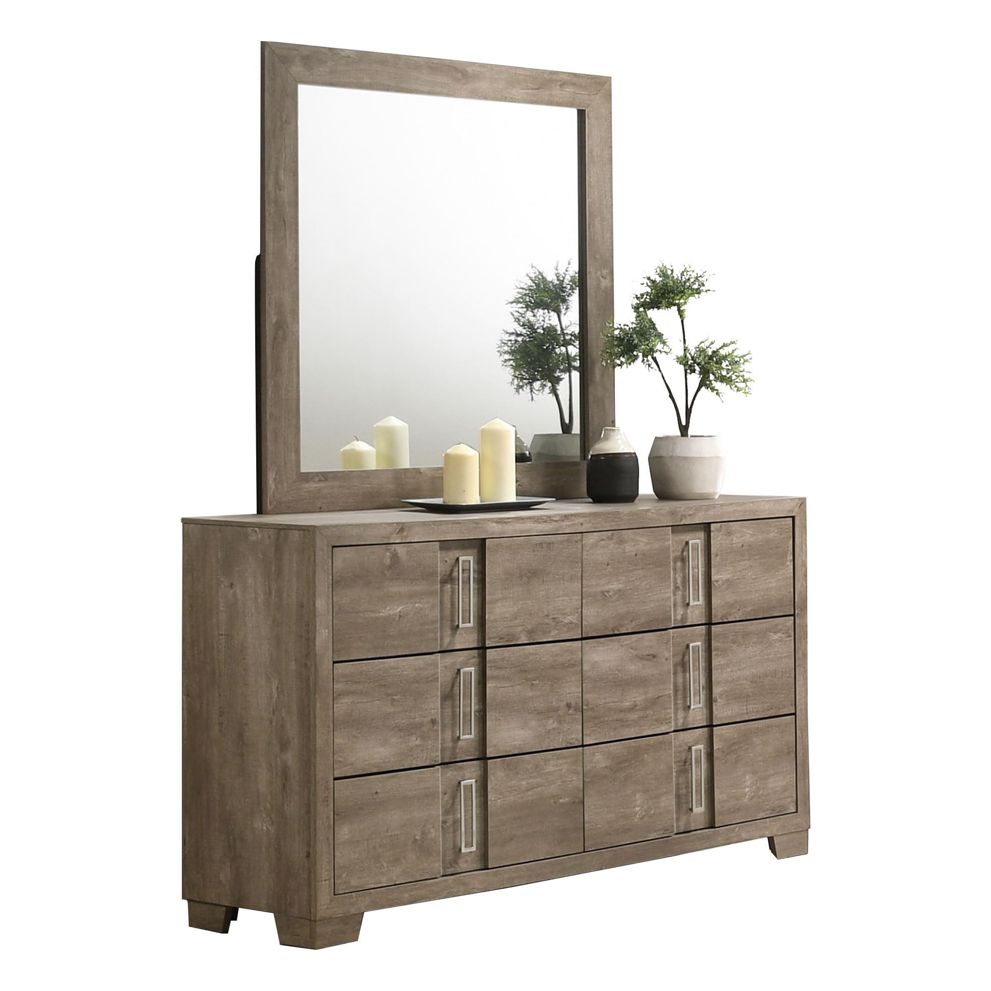 dawson grey wash 6 drawer dresser Amazon.com: Kings Brand Furniture Dawson Modern 6-Piece Queen Size  Farmhouse Style Bedroom Set in Light Brown Finish