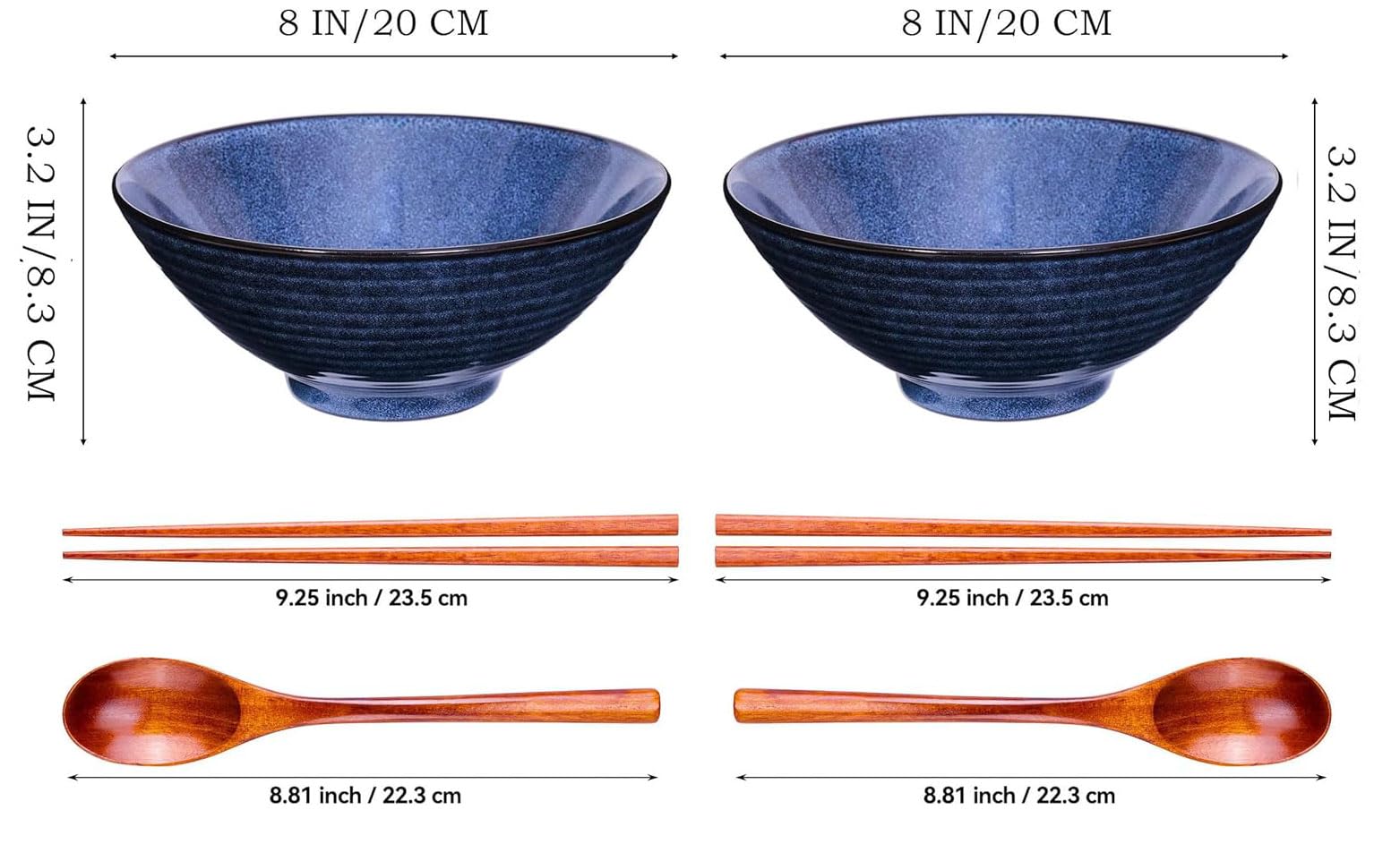 Ceraozmus Ramen Bowl Set Made of Ceramic Set of 8 - Image 3
