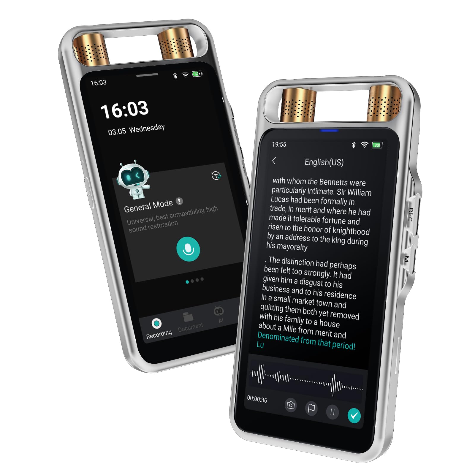 AI Voice Recorder, Free Subscription, Portable Note Voice Recorder with Case, App Control, Transcribe & Summarize by ChatGPT, Support 134 Languages, 80GB, Audio Recorder for Calls, Lectures, Meetings-image-32