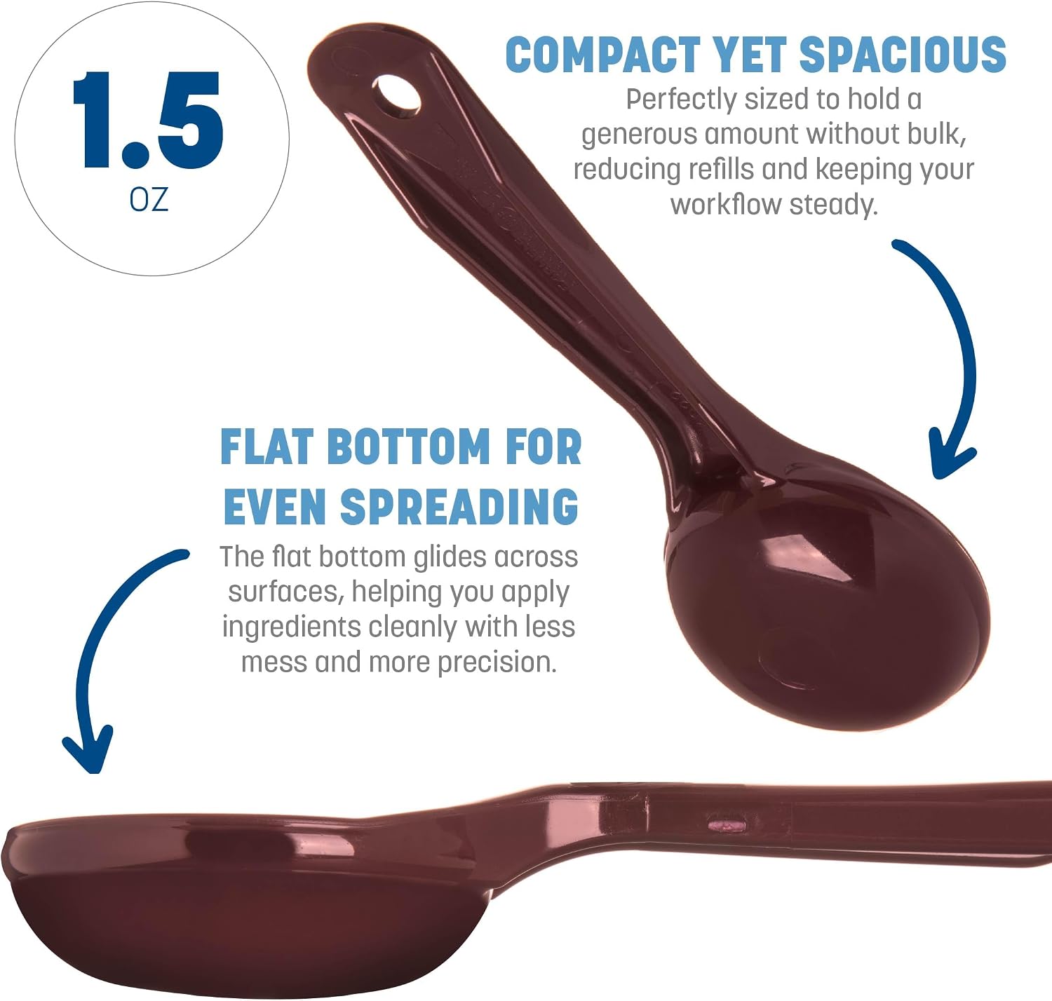 Carlisle FoodService Products Measure Miser Solid Measuring Spoon with Short Handle, 1.5 Ounces, Brown