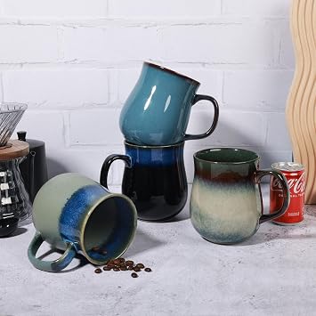 28 oz Extra Large Ceramic Coffee Mug with Big Handle (Ink Green)
