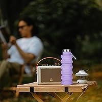 Vista 5 de Botella de agua plegable, 4 botellas de agua plegables de silicona reutilizables sin BPA de 16 onzas, botellas de agua ligeras portátiles