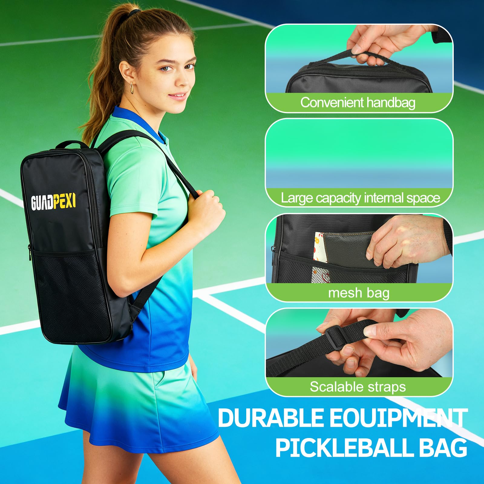 Palas de pickleball – Superficie de fibra de vidrio aprobada por USAPA, núcleo de panal de polipropileno – Pala ligera de 8.5 onzas con agarre acolchado que absorbe el sudor, diseño morado