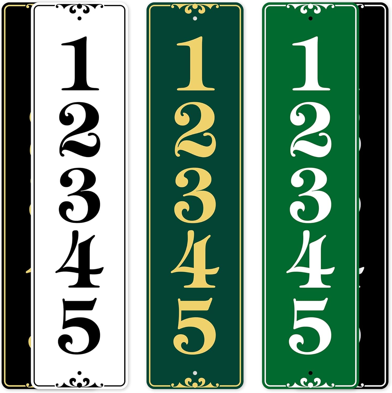 Vertical Address Sign, House Numbers Plaque, Indoor/Outdoor Use, 6x24 inch, 22 Colors, Reflective Option, USA Made By My Sign Center (Prestige)
