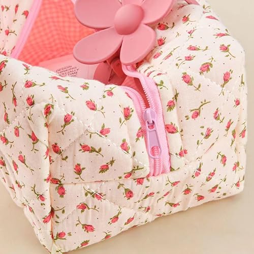 Miniatura 4 de Bolsa de maquillaje floral, bolsa de maquillaje acolchada floral, bolsa de cosméticos, bolsa de productos para el cuidado de la piel, bolsa de