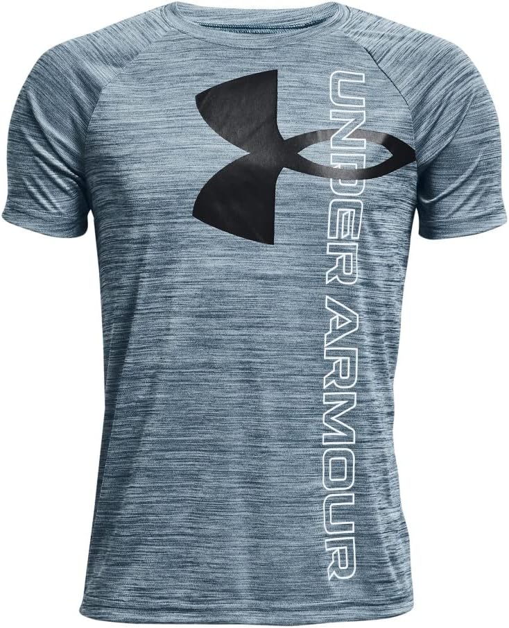 Under Armour boys Tech Split Logo Hybrid Short Sleeve T-shirt Long Sleeve