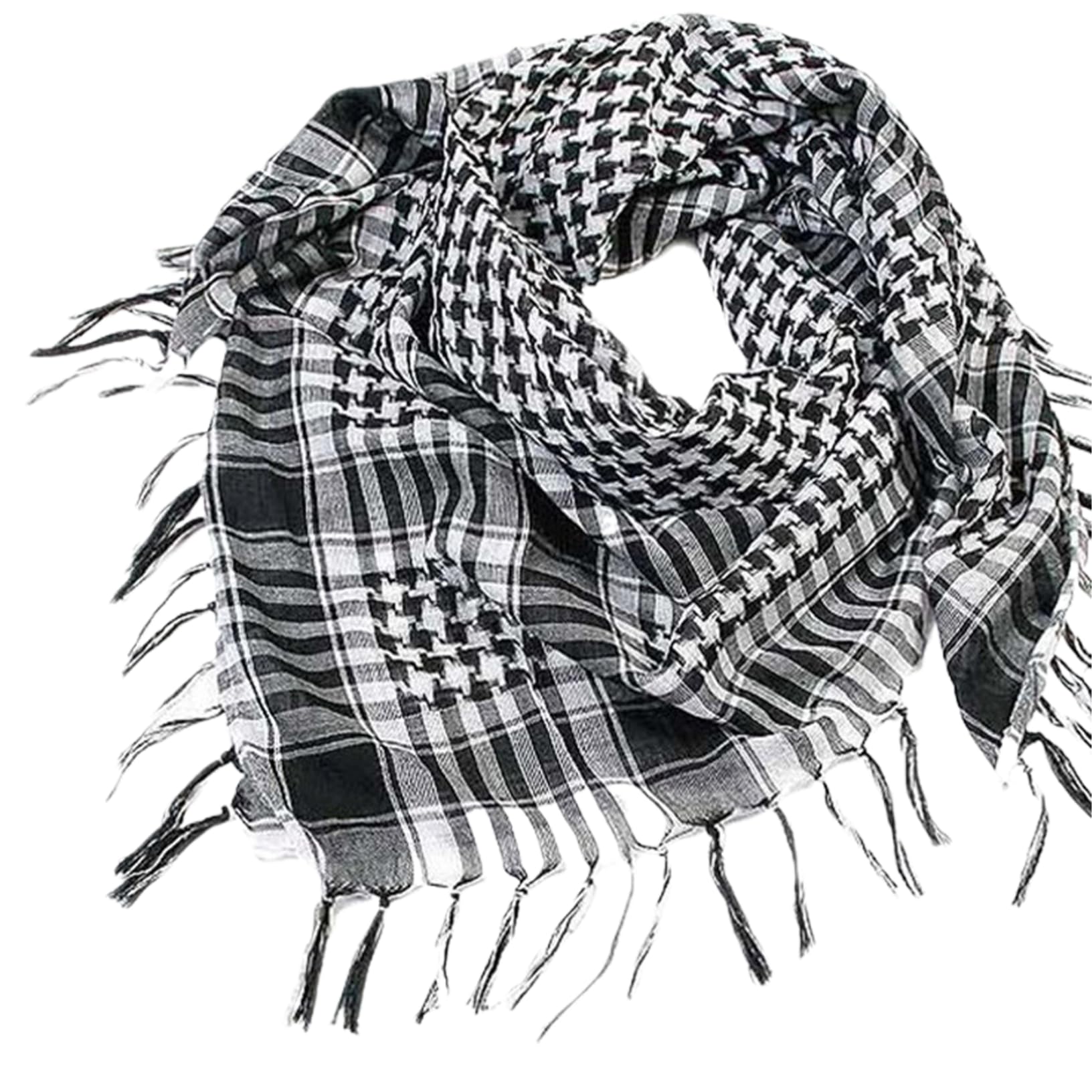 Wedhapy Unisex Black Palestine Scarf 39X39inch Shemagh Scarf Soft ＆ Skin Friendly Plaid Palestine Keffiyeh With Tassel Head Neck Face Wrap For Men Daily Wearing, Keffiyeh