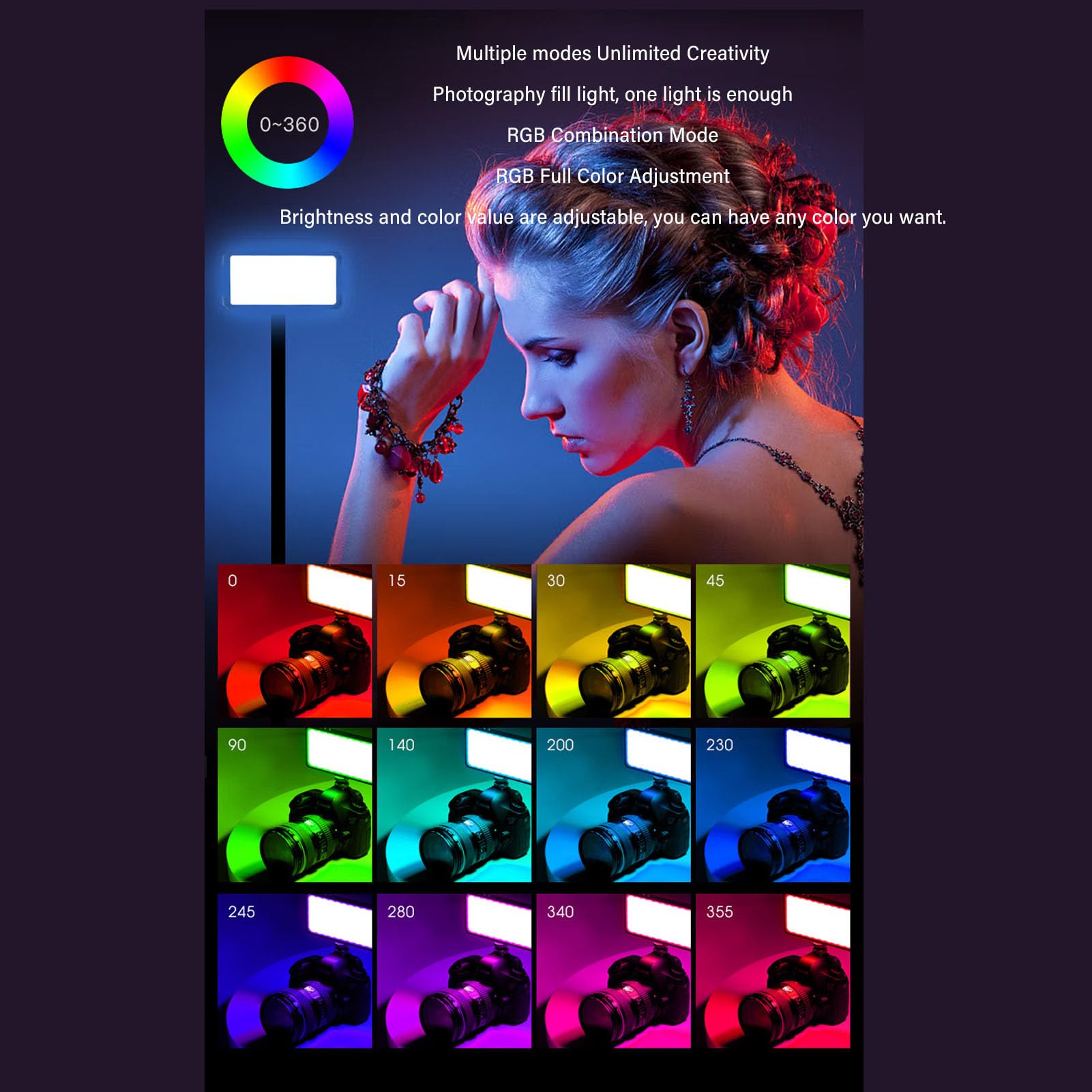 Jectse Telefon-LED-Licht, 2500 Bis 9000 K Vollfarbe 140 RGB Selfie-Licht, Einstellbare Helligkeit 3000 MAh Wiederaufladbare Clip-Videoleuchte für Selfies, Make-up, TikTok,