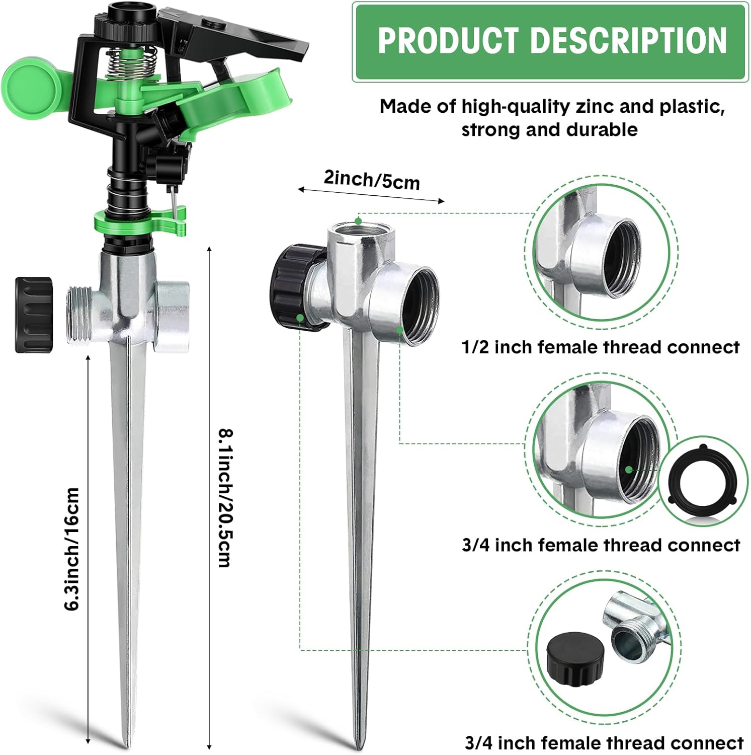 Sprinklers for Yard Garden Sprinkler 360 Degree Automatic Rotating Lawn Sprinkler with Water Stop Ring Adjustable Rotating Pulsating Sprinklers for Yard Ground Grass Irrigation System (16 Pack)