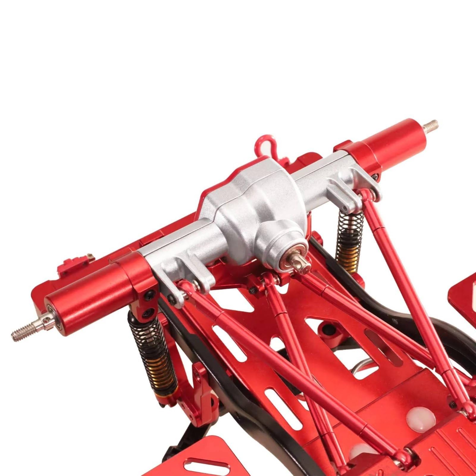 Assale Veicolo Assemblato Set Assale Motore Ruota Trasmissione Struttura Solidale Componenti Ingranaggio Precisione Adatto per Appassionati SUV Giochi su Terreni Impegnativi, Red-black