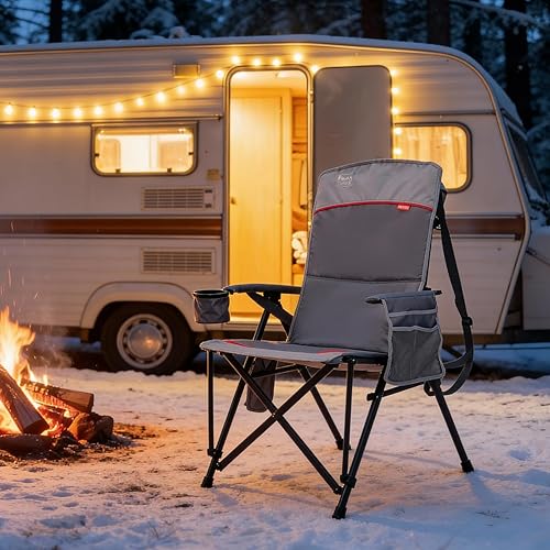 Miniatura 2 de TIMBER RIDGE Silla de camping térmica de gran tamaño con soporte lumbar, silla plegable portátil resistente para adultos soporta 450 libras para