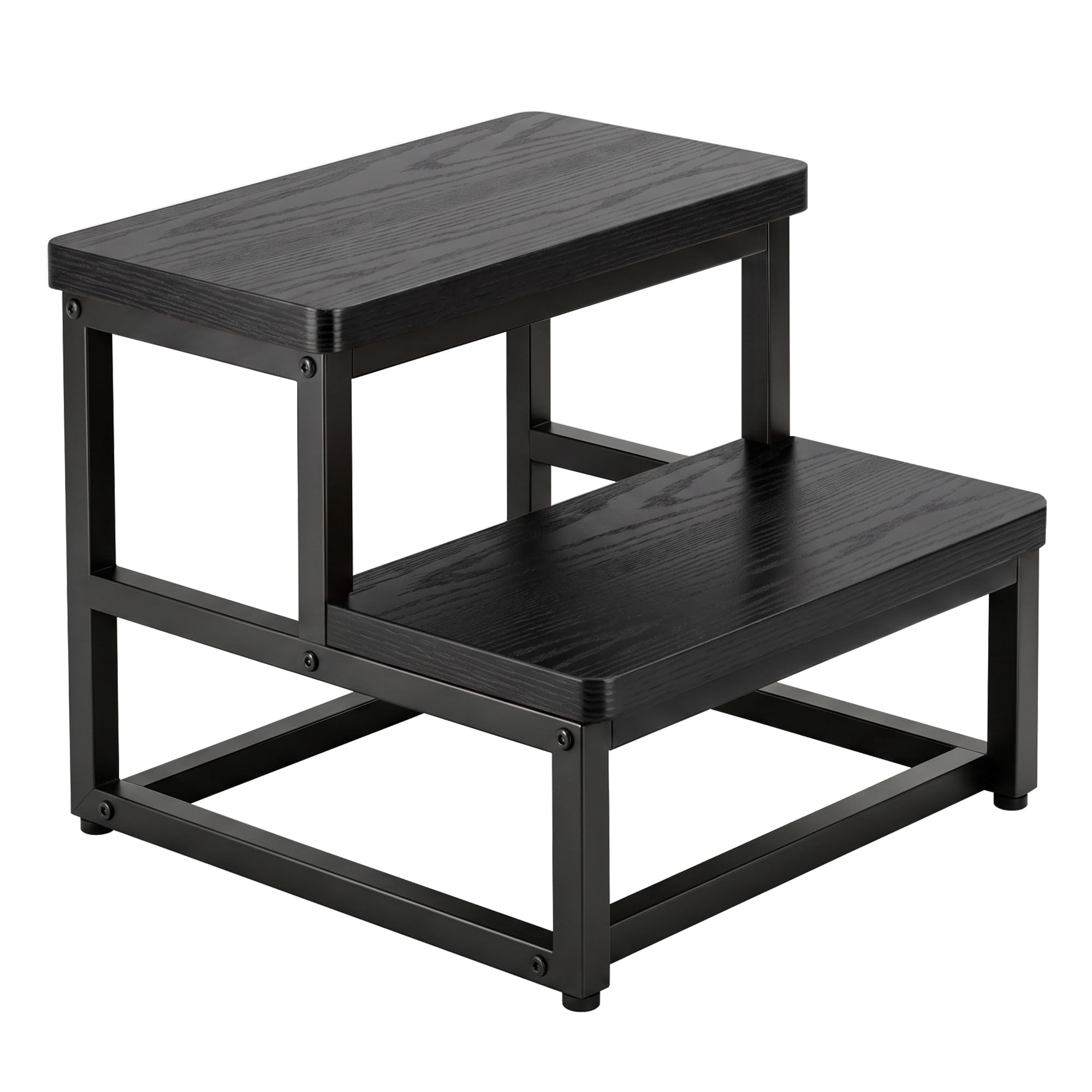 ROTTOGOON Black 2 Step Stool Non-Slip for Adults, up 200kg, Metal & Wood