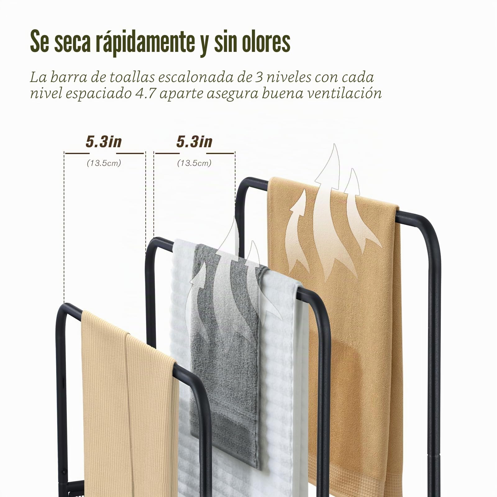 Toallero de pie extra grande de 44 pulgadas, soporte para toallas de piscina al aire libre, soporte versátil para manta y colcha para sala de estar, baño, dormitorio, playa, bañera de