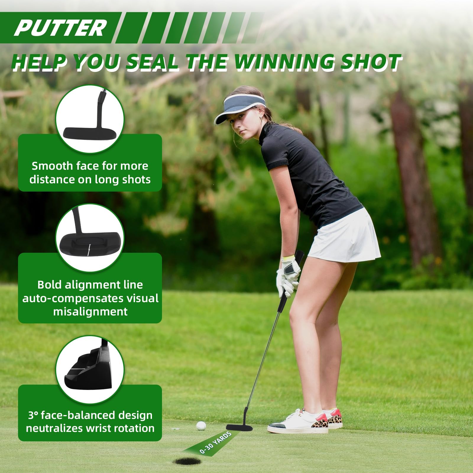 XDriveMax 10 Teilige Komplettes Damen Golfschläger Set, Golf Set Rechtshänder,Inklusive Cart Bag mit Regenhaube, 1#Driver 3#Wood #5 Hybrid, mit 3 Kopfhüllen, 6# 7# 8# 9# PW# Eisen und Putter