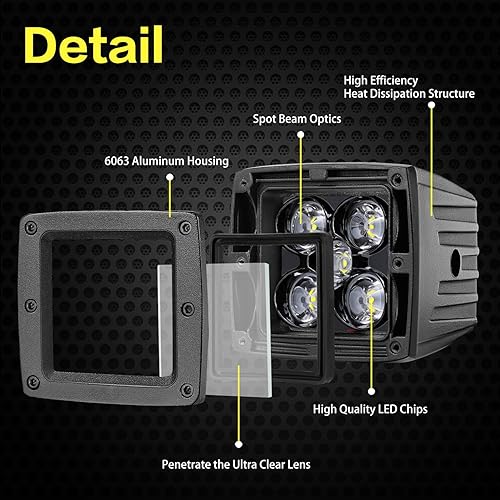 Miniatura 6 de Cubos LED, barra de luz LED de 3 pulgadas, 2 unidades de 100 W, luces de conducción cuadradas, luces de conducción, cubo LED, luces de trabajo