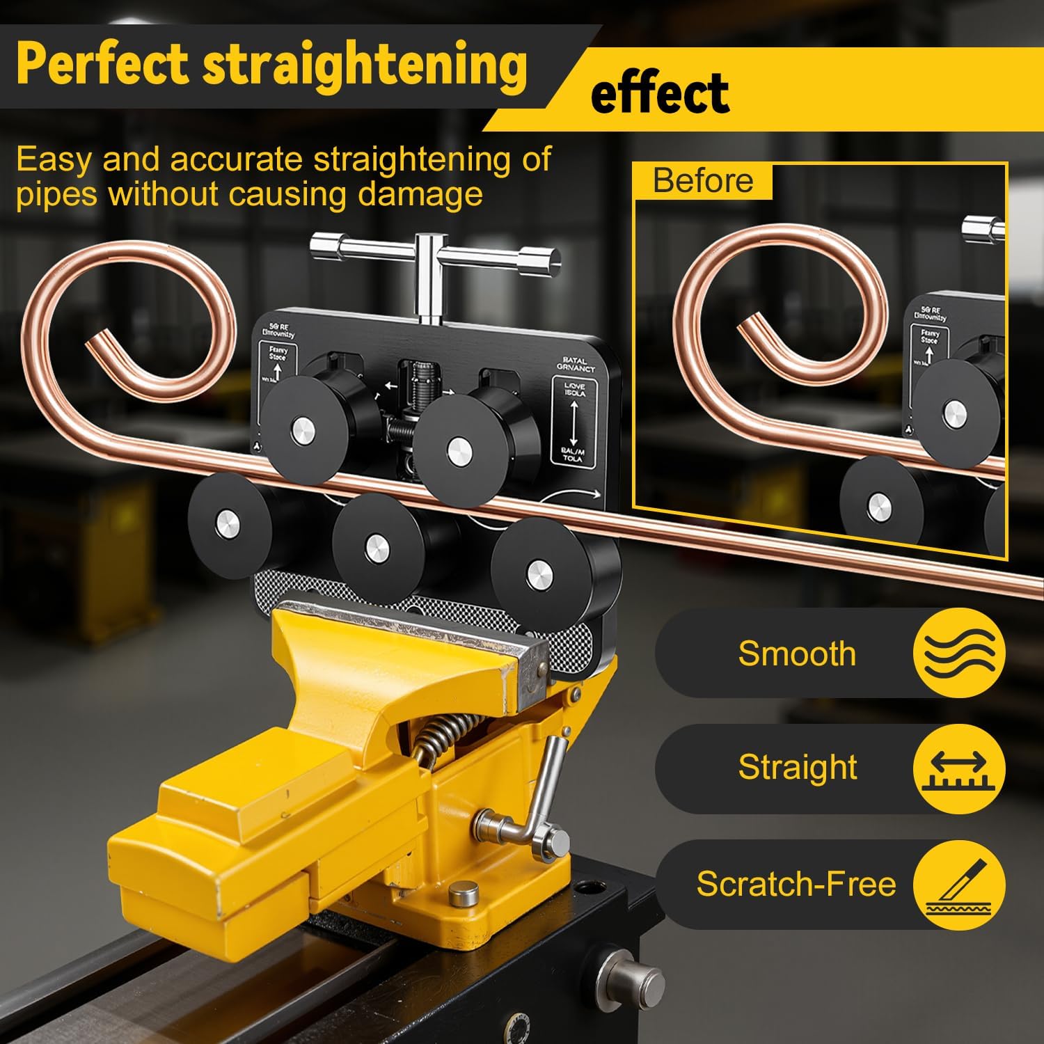 Tubing Straightener, Tube Straightener Tool for 3/16" to 1.0" Diameters. Brake Line Straightener for Copper, Aluminum, Steel, Fuel Lines and Bent Tubes.