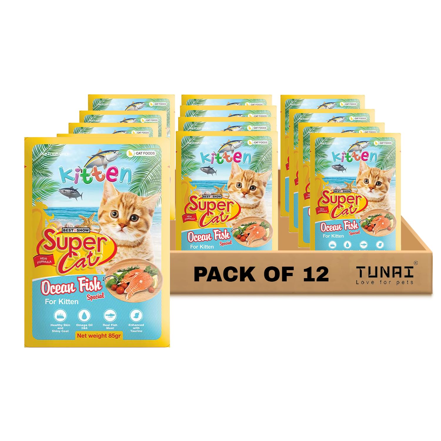 TUNAI SUPERCAT Ocean Fish Special Wet Gravy Daily Diet Food For Kittens (PACK OF 12) With the goodness of Protein&Fat Rich Tuna, Sardines & Taurine, Supports Healthy Skin Coat And Boost Instant Energy (B0CZJRTCNW) Amazon Price History, Amazon Price Tracker