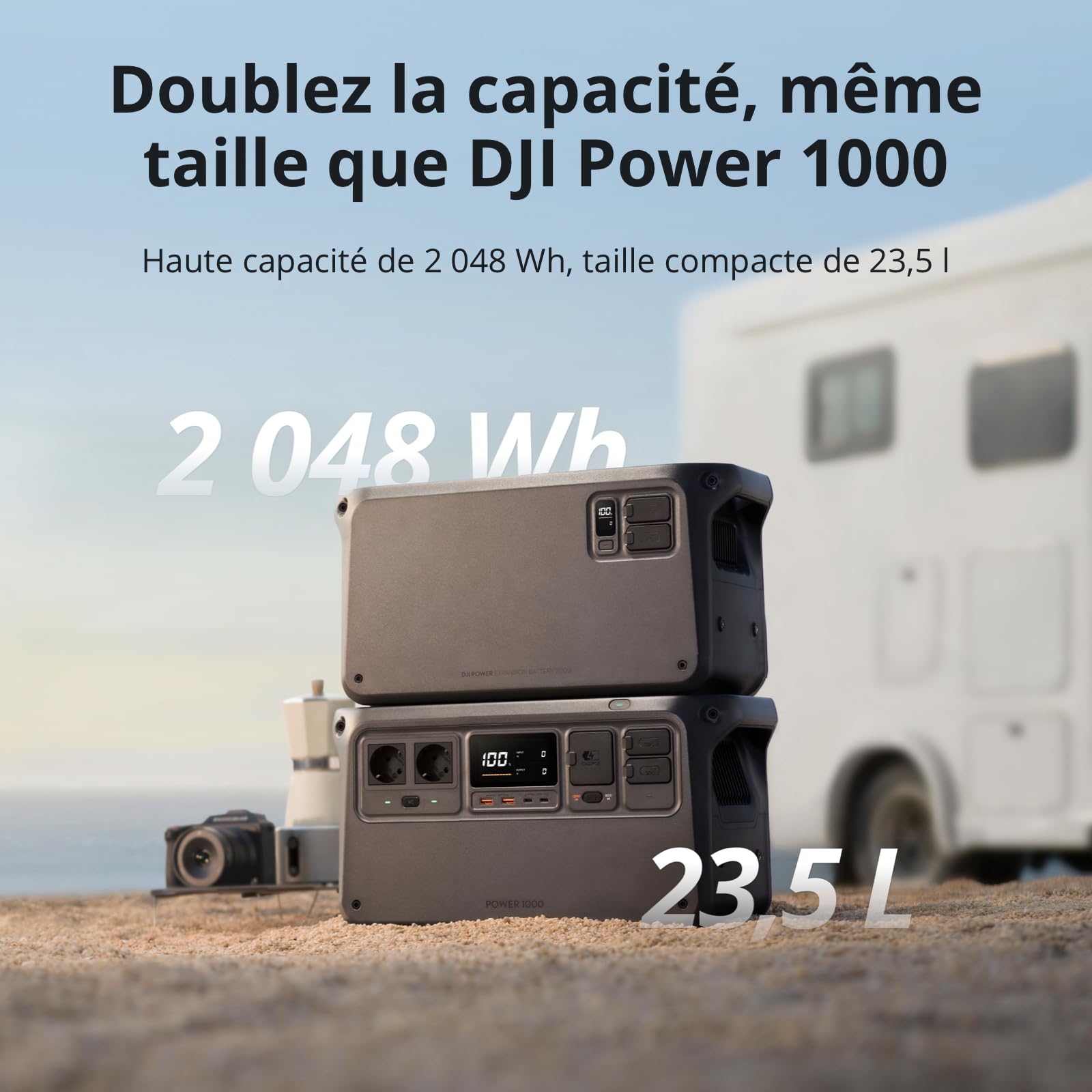 DJI Power Expansion Battery 2000, batterie d'extension haute capacité de 2 048 Wh pour DJI Power 1000/1000 V2 / 2000, batterie supplémentaire extensible pour générateurs portables