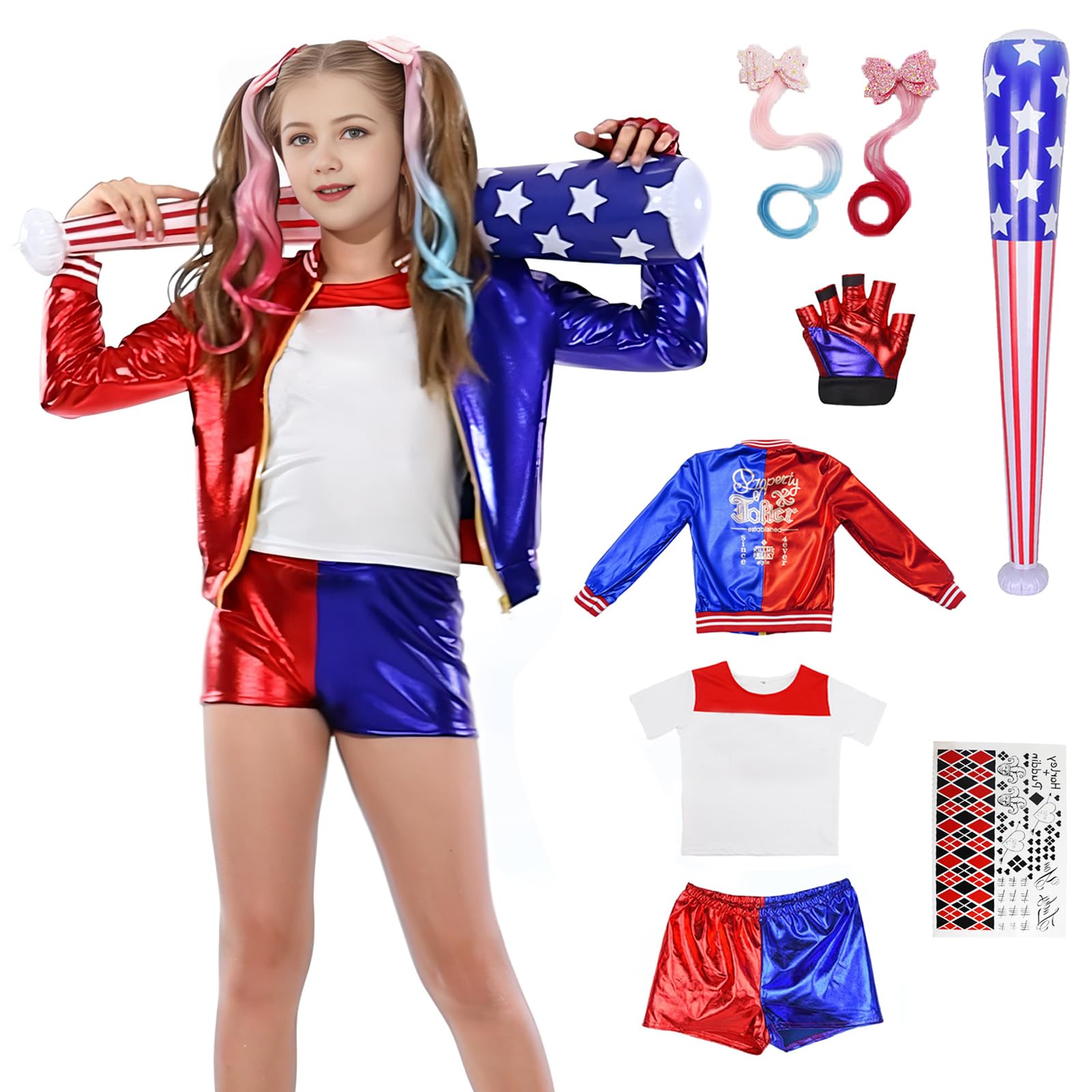 Enhenenhen Disfraz Niña, Disfraces Ninas Girl Cosplay Costume for Ninos con Chaqueta Camiseta Pantalones Cortos, Halloween Carnaval Disfraz Niña de 4-13 años