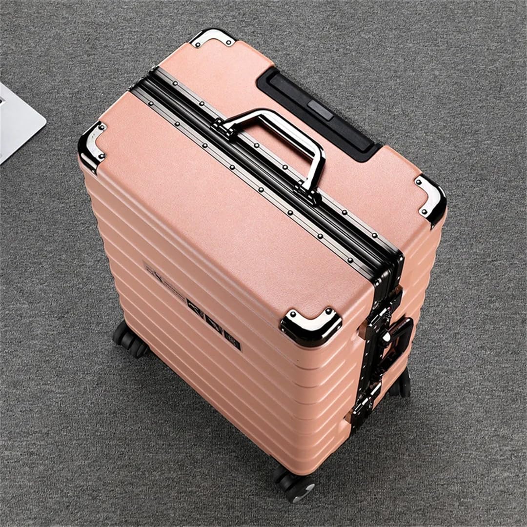 Suwequest Valigia da viaggio con telaio in alluminio Rod Trolley Valigia Carry-On Box Password di grande capacità, bianco, 28''