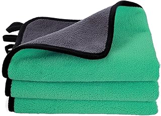 Hovom 3PCS Car Microfiber Towels, 23.62"×11.81" Lint-Free Microfiber Towels for Cars Wash Drying, Super Absorbent Cleaning Cloths, Reusable Washing & Detailing Towel, Car Cleaning Supplies (Green)