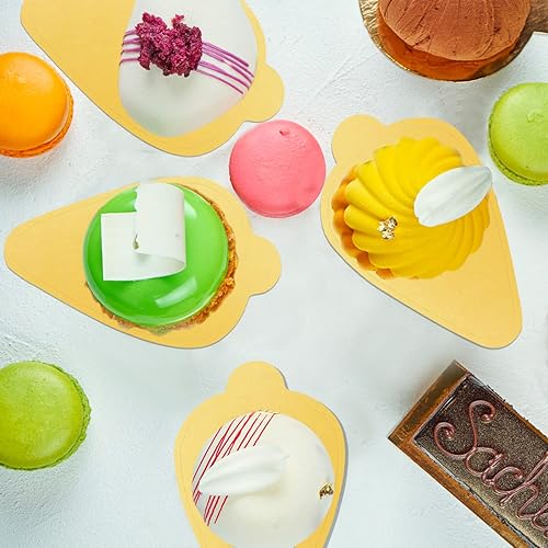 Vista 20 de 200 piezas de mini tablas para tartas, tableros de mousse dorados, bases de mini cupcakes, tablero de papel, para cupcakes, postres, bandeja