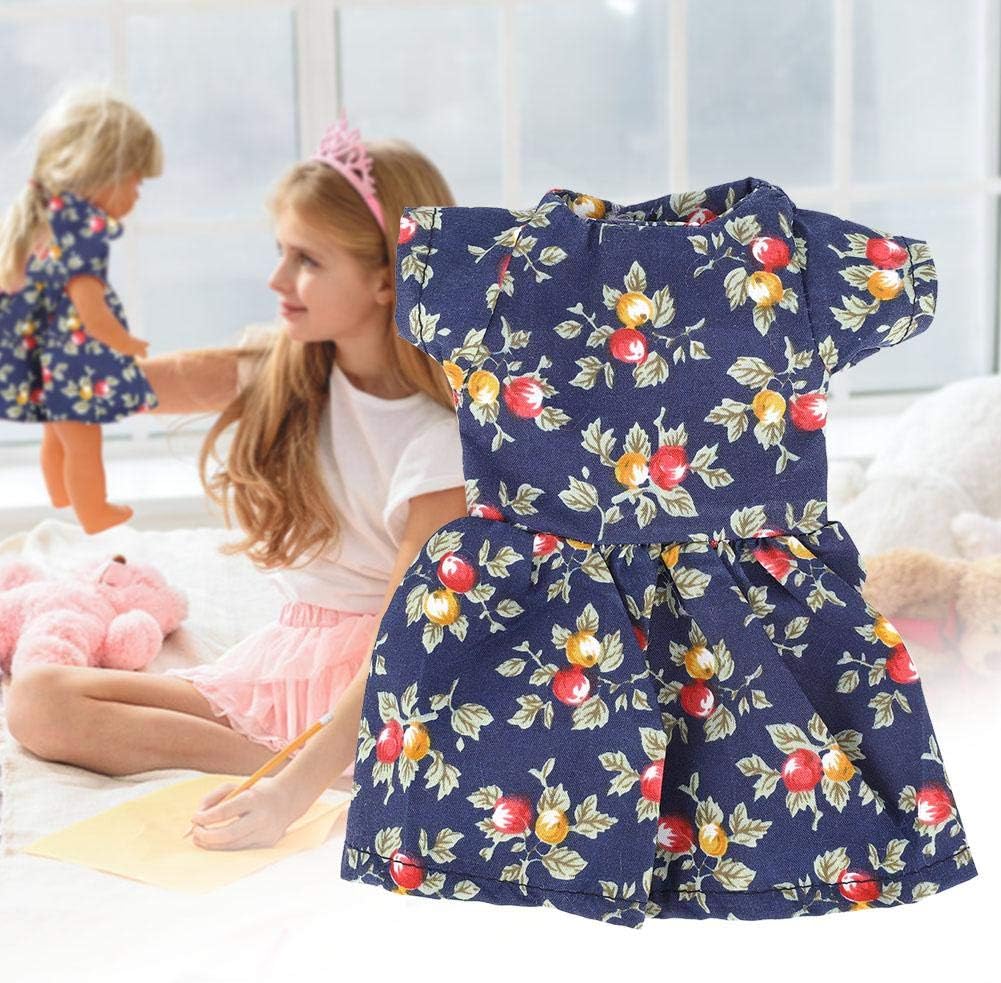 14.5 Inch Fashion Clothes Dresses for Baby Dolls, Homemade Doll Skirt Dress Clothes Gift for Little Girls(Blue Print) - Image 3