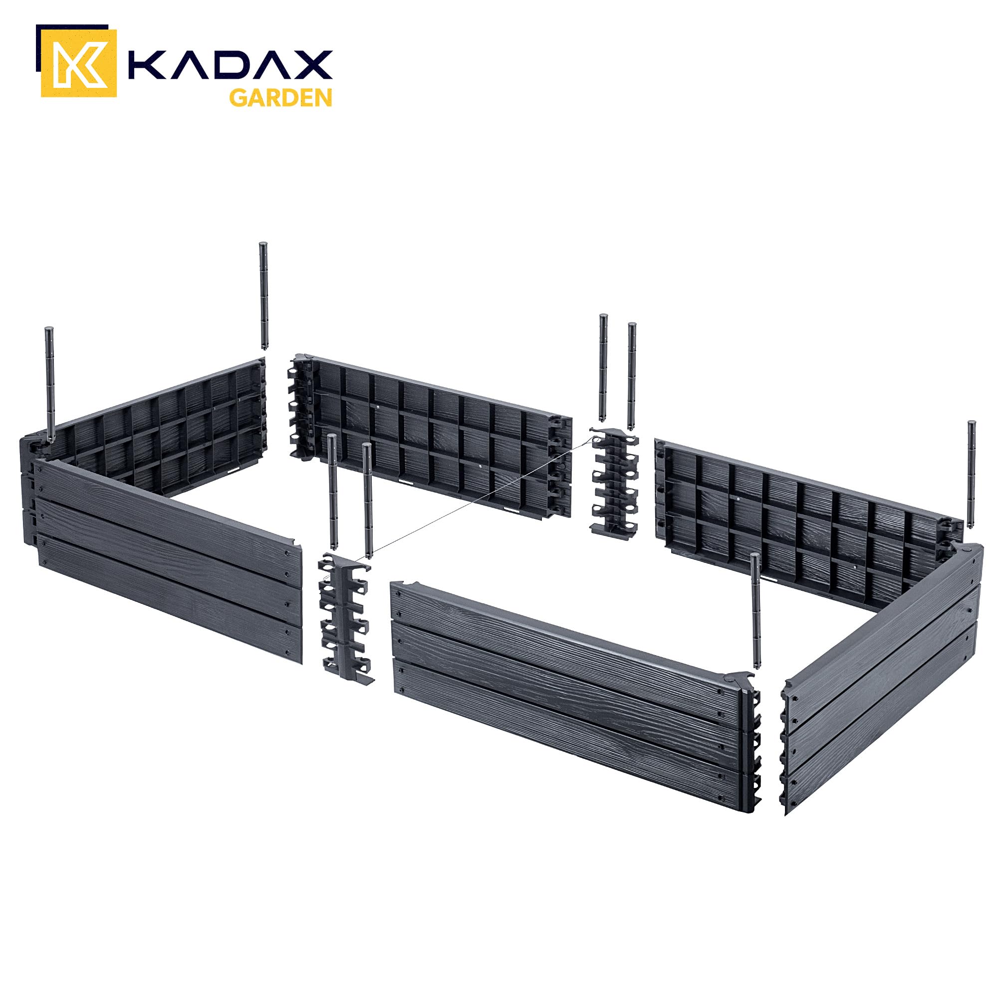 KADAX Jardín, arriate elevado, para el cultivo de verduras, flores y hierbas, macizos de hierbas, huertos, marco de plástico (rectangular antracita)