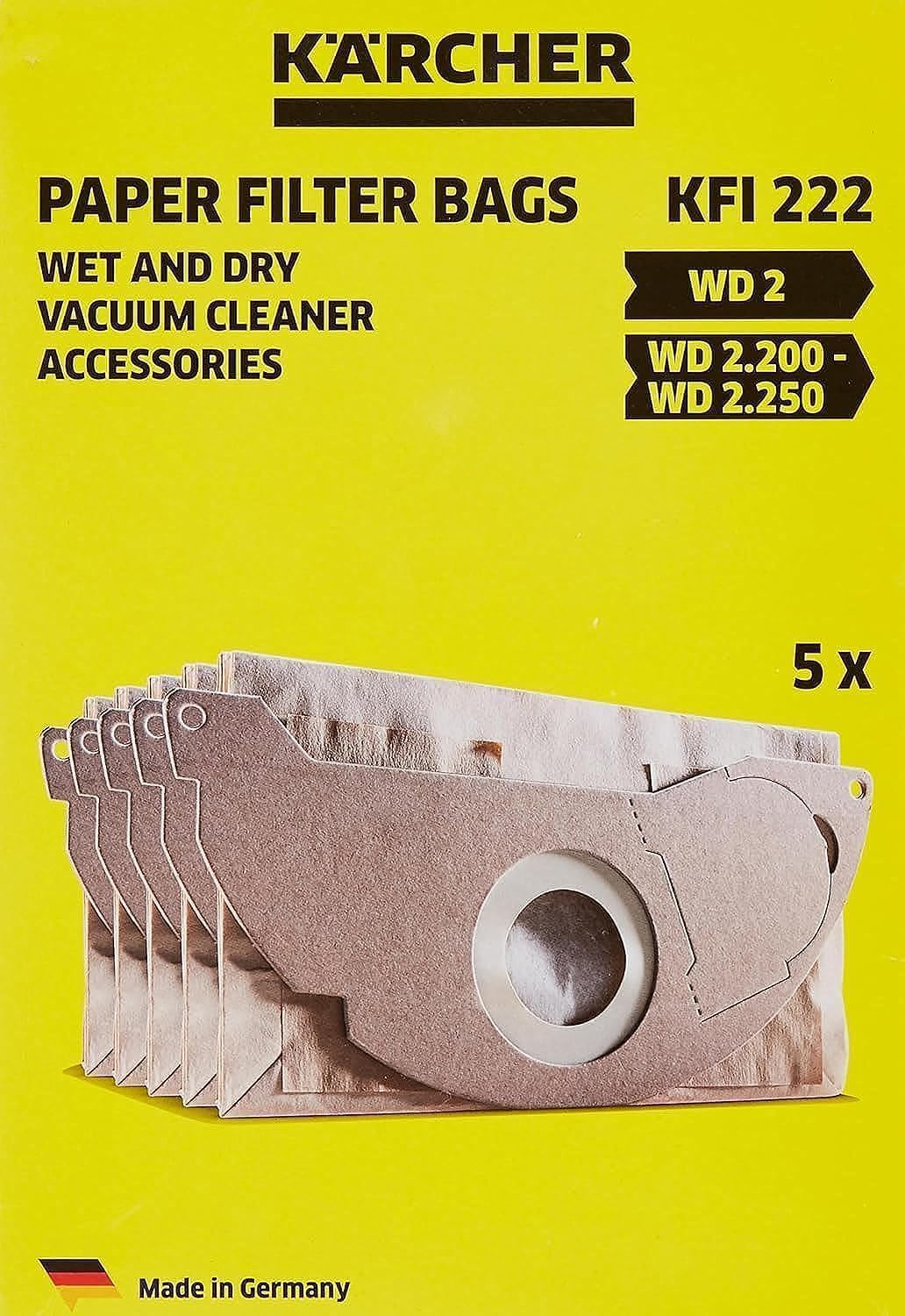 Kärcher Aspirateur Multifonction WD 2 Plus V-12/4/18/C, Fonction Soufflerie, Puissance : 1000 W, Cuve PVC : 12 l, Flexible : 1,8 m & Sachet filtre papier accessoire pour les aspirateurs multifonctions