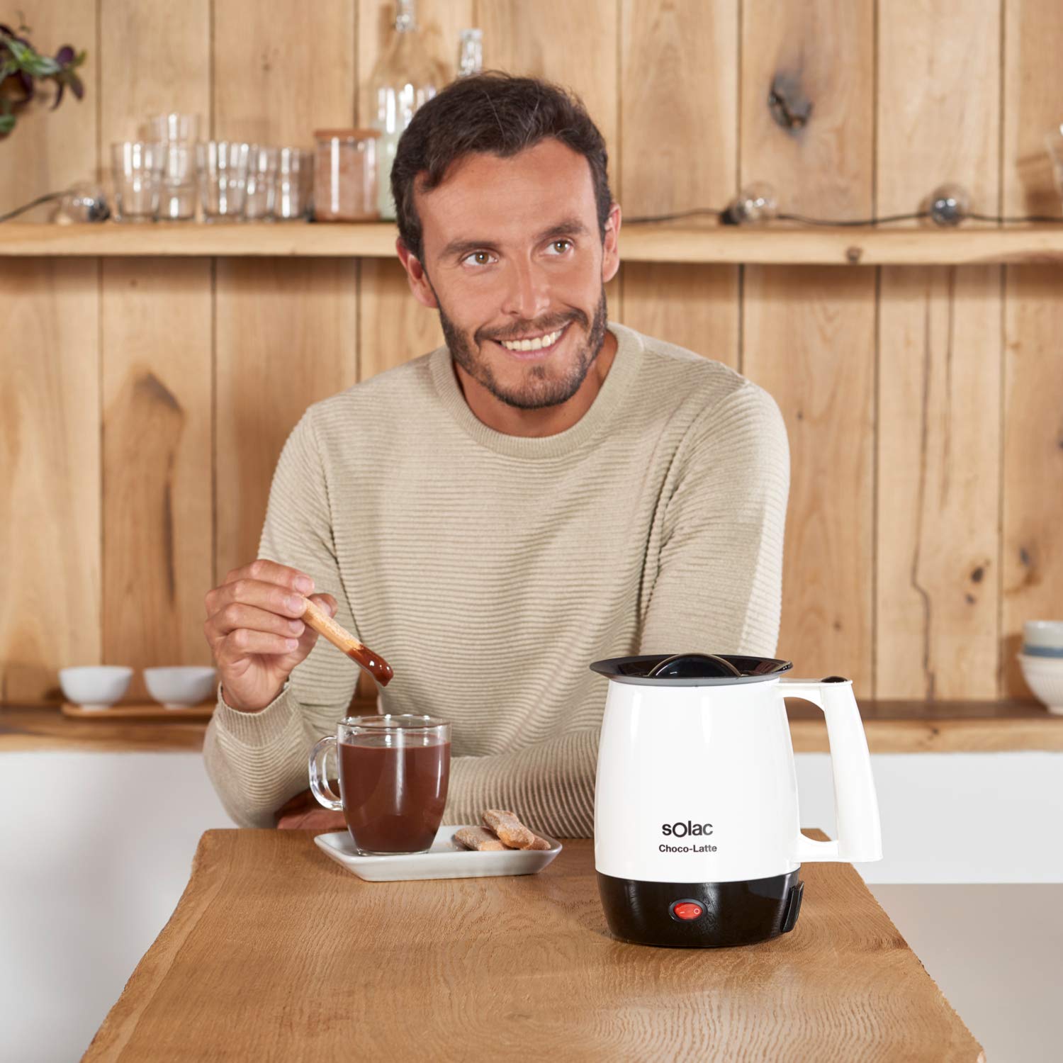 Solac Choco-Latte | Scaldalatte 1L | 250W | Cioccolata calda e tutti i liquidi | Filtro anti-crema | Rivestimento antiaderente | Facile da pulire | Design compatto | Bianco